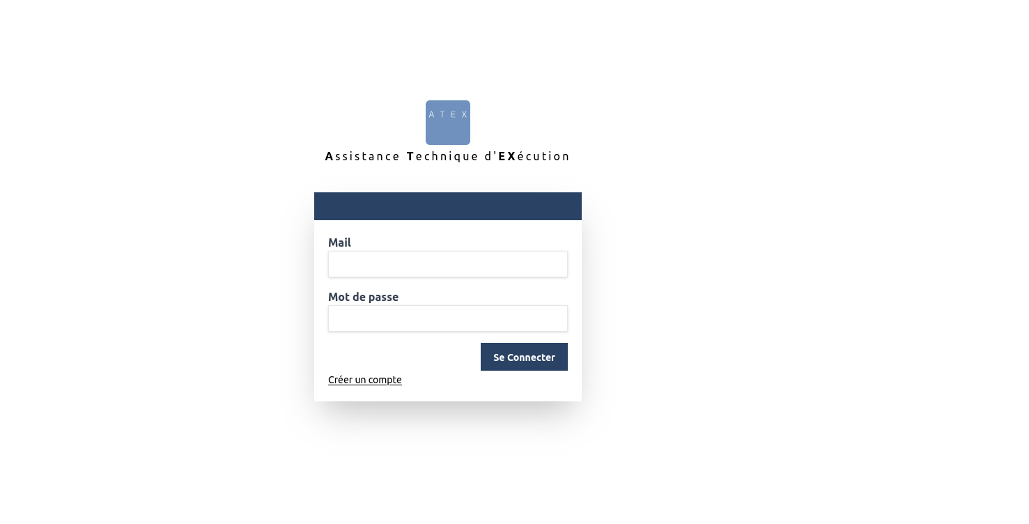 Capture d'écran de page de login Atex